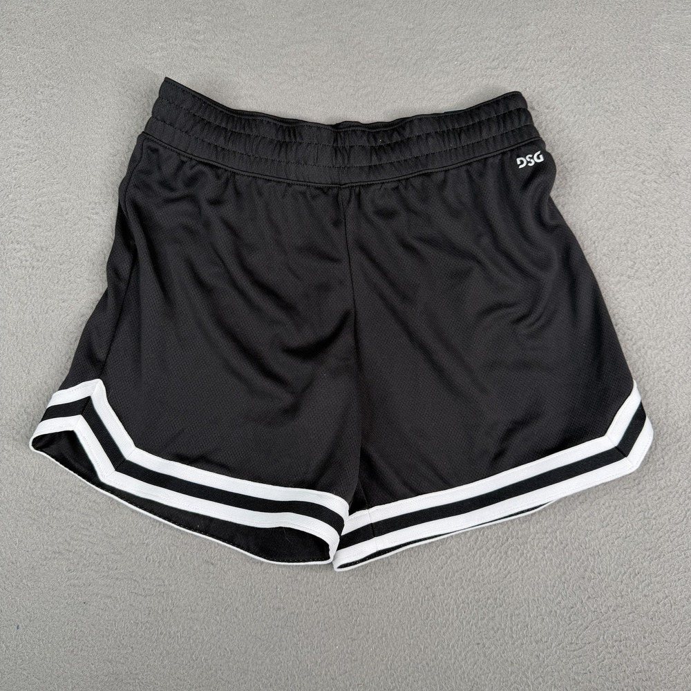 DSG Shorts Girls Medium 10-12 Pure Black Mesh Mid Rise Performance Athletic